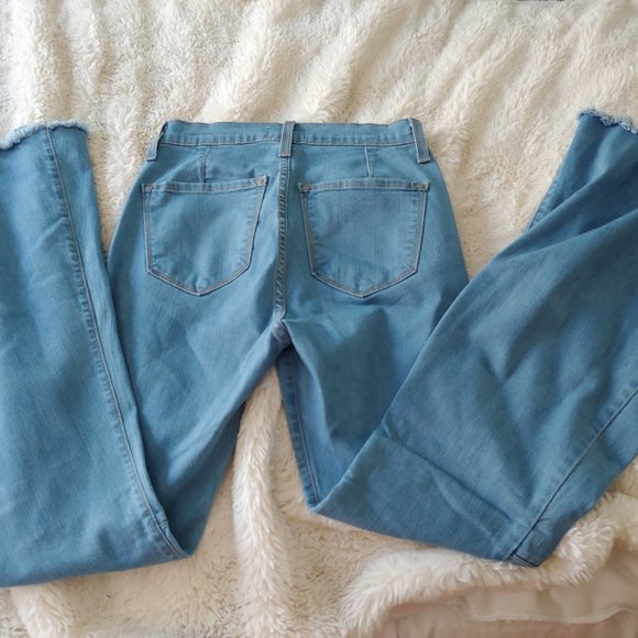 Judy Blues 5/27 Hippie Flare Stretch Raw Hem Denim Jeans - Picture 7 of 13